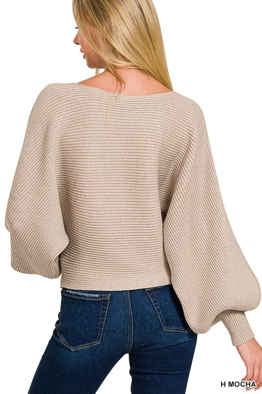 Mocha Balloon Sleeve Sweater