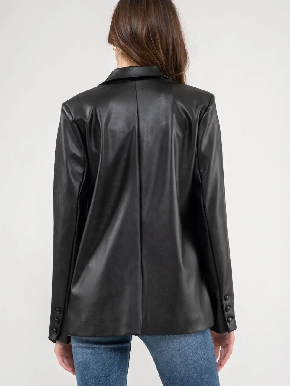 Black Faux Leather Blazer