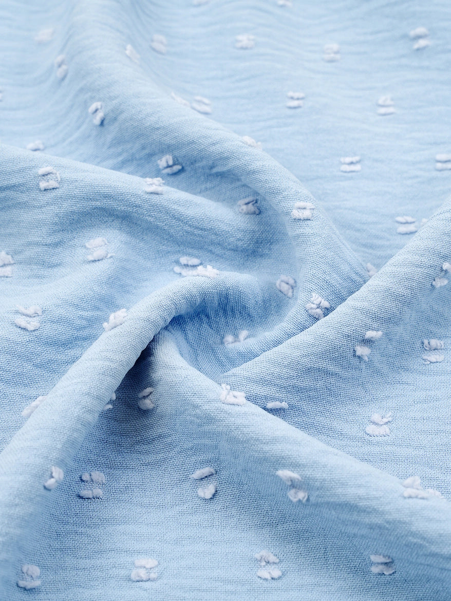 Blue Dot Ruffle Trim Baby Doll Blouse