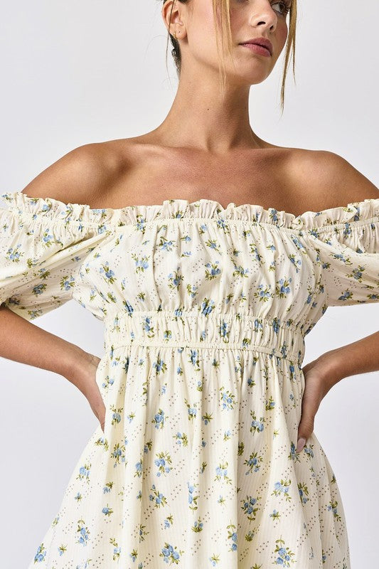 Blue Floral Mini Dress