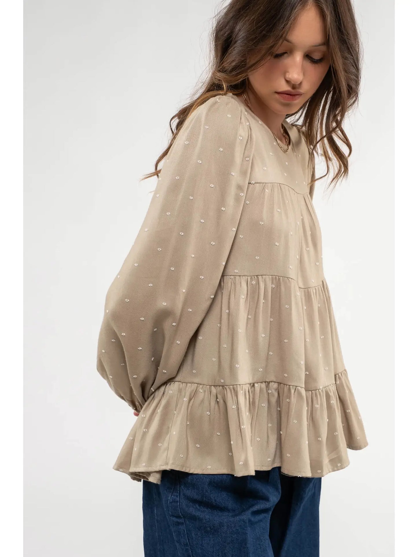 Olive Tiered Dot Top