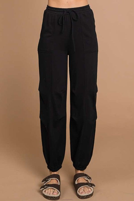 Black Cargo Jogger Sweatpants