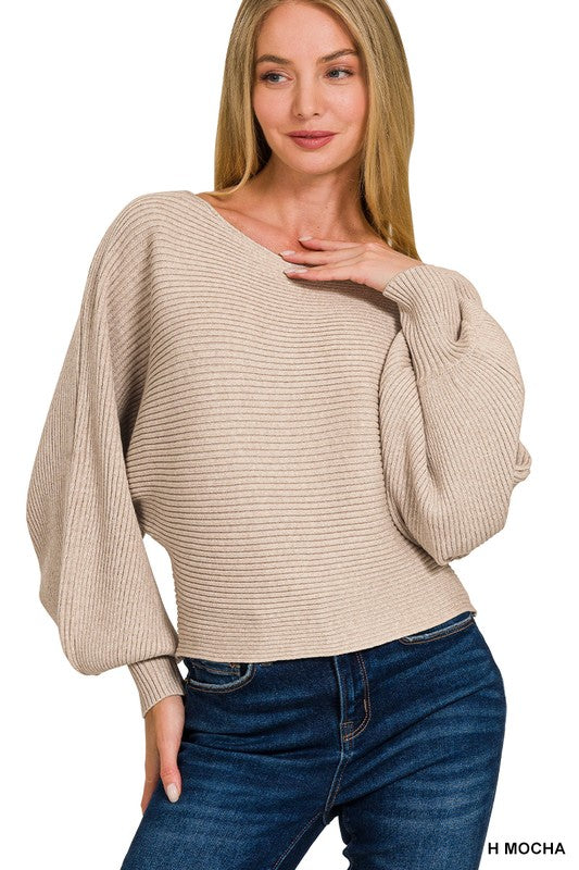 Mocha Balloon Sleeve Sweater