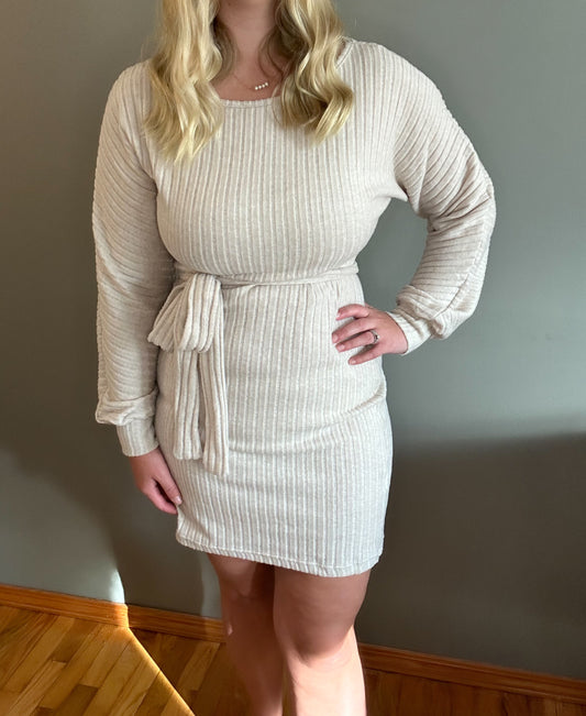 Ribbed Tie Dress