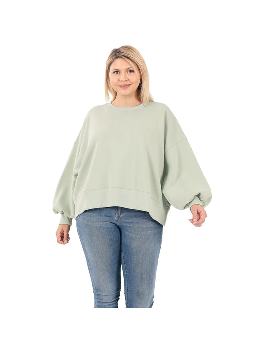 Sage Balloon Sleeve Sweatshirt - Plus